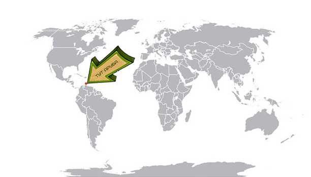 Аруба на карте мира
